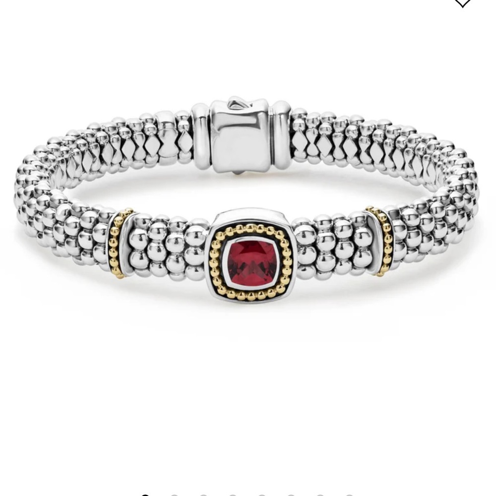 LAGO’S Rhodolite Garnet Caviar Bracelet Sterling Silver & 18K Gold